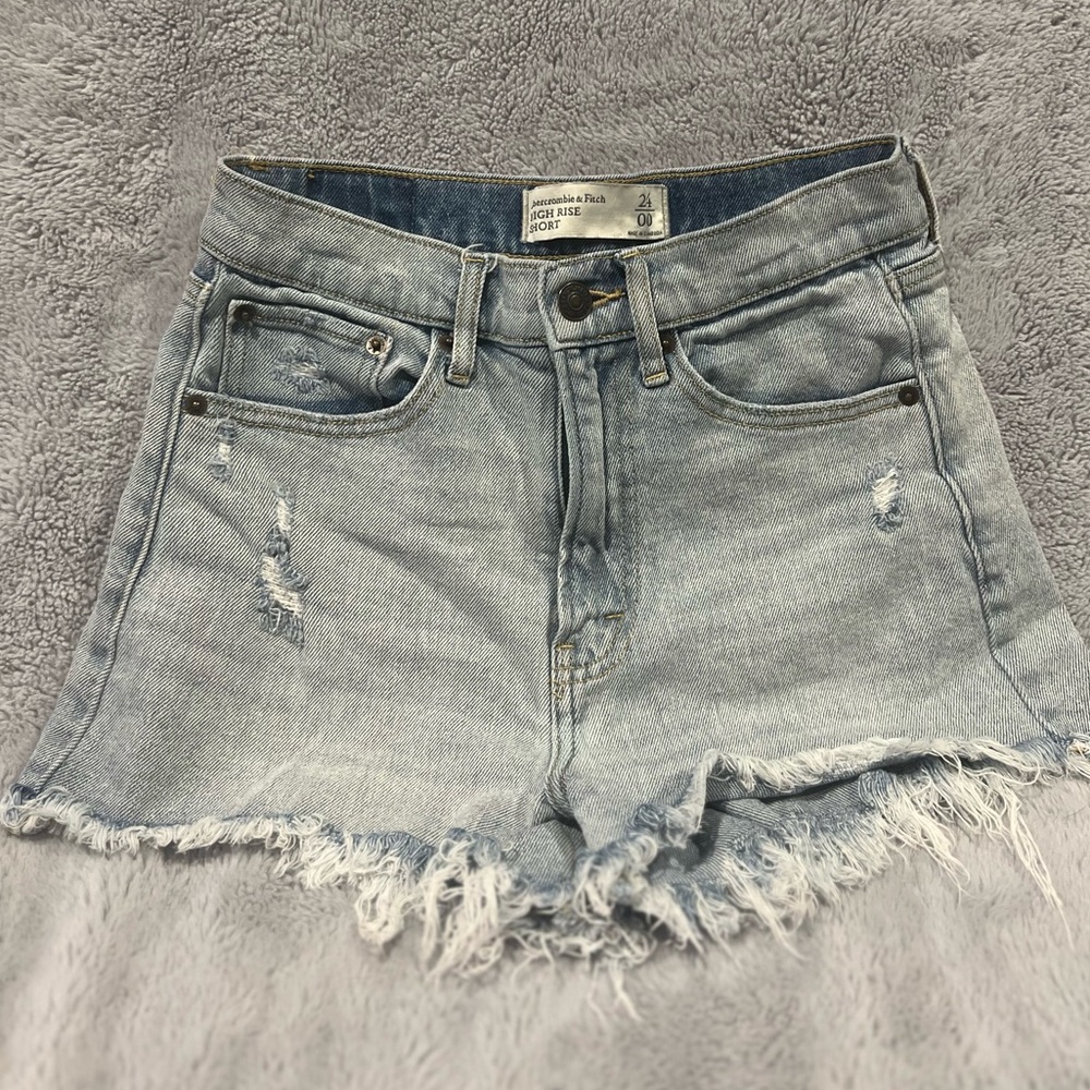 Abercrombie light wash high waisted shorts
